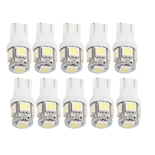 uxcell 10pcs White T10 Wedge LED 5 Surface Mount Device