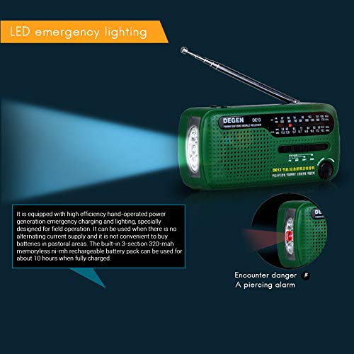 Roexboz Rádio solar, rádio de emergência multifuncional portátil solar de emergência com lanterna LE
