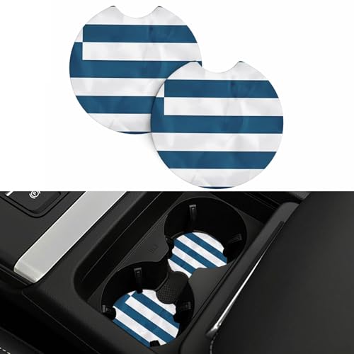 Car Cup Holder 2 Pack Car Coaster with A Finger Notch Greek Flag Cup Holder Non-Slip Car Cup Coaster Car Interior Accessories Round Auto Drink Coaster for Most Vehicle