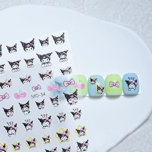 Bhlfrh STC01 4 Sheets 5D Anime Cartoon Nail Stickers Cute Nail Art Stickers thumb #5