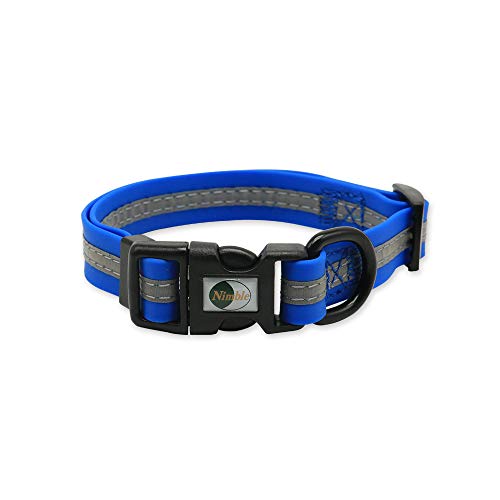 Image of Nimble Reflective Waterproof Dog Collar Adjustable Odor Resistant Easy Clean Pet Collar for Small Medium Large Dogs Night Walking Outdoor Rainy Use (Small (9.45 inch-14.17 inchinches), Blue)