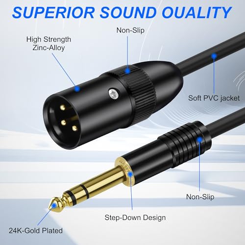 Cable XLR macho a 2 Jack 6.35mm TRS 0.5 m miniatura 3