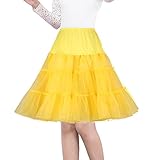 Shimaly Women's 50s Vintage Petticoat 26' Crinoline Rockabilly Tutu Skirt (L-XL,Yellow)