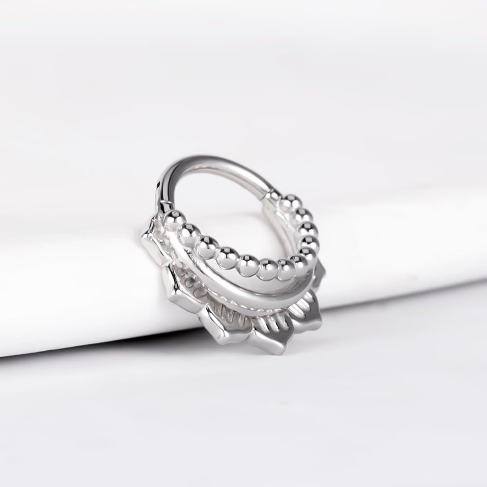 DOEARKO 16G Septum Rings 8mm High Polish Stainless Steel Nose Rings Hypoallergenic Clicker Hoops for Women & Men Fashion Nose Piercing Jewelry