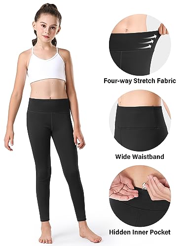 Stelle Girl's Fleece Lined Leggings Youth High Waist Warm Winter Athletic Yoga Pants with Hidden Pocket4
