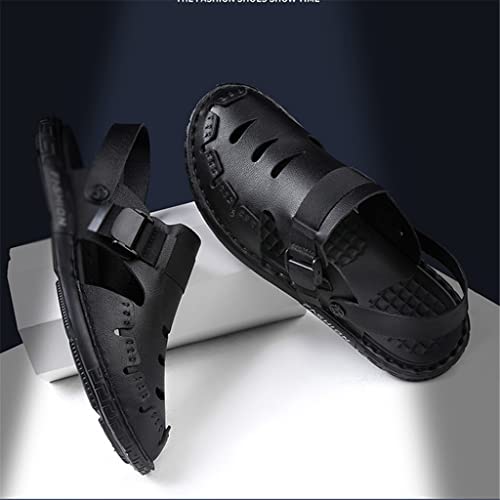 Casual Breathable Soft Men Sandals Leather Men's Flip Flops Man Casual Shoes Home Slippers(D,8)3