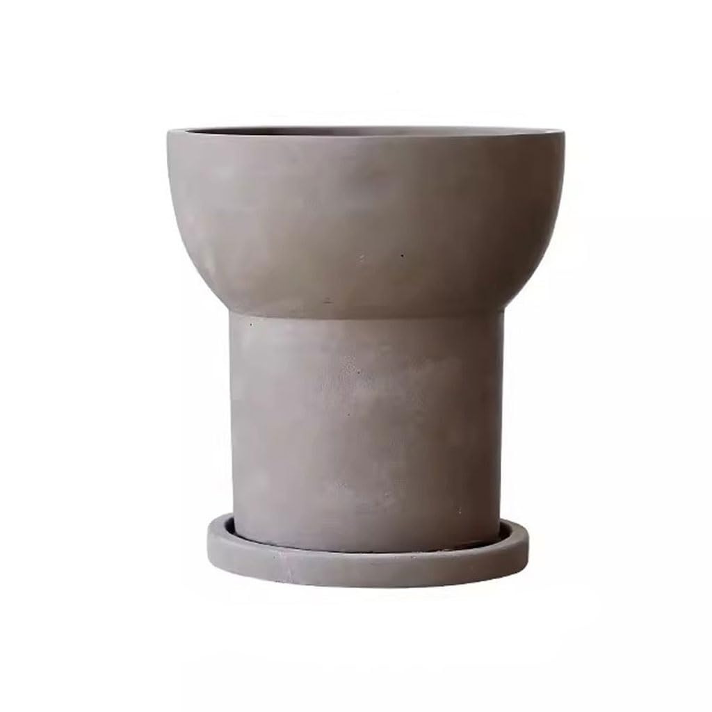 Gelasige A Flower Pots Creative Cement High Pottery Pot Breathable High Foot Indoor Large Green Plant Clay Pot Outdoor Flower Pots