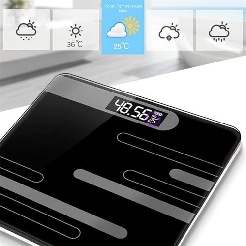 Balanza digital de baño con pantalla LCD y vidrio rosa miniatura 4