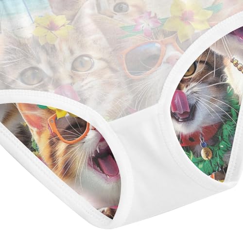 Underwear for Girls, Smiling Cats Attire Toddler Panties, Cotton Underwear Girls, 2T–8 Years4