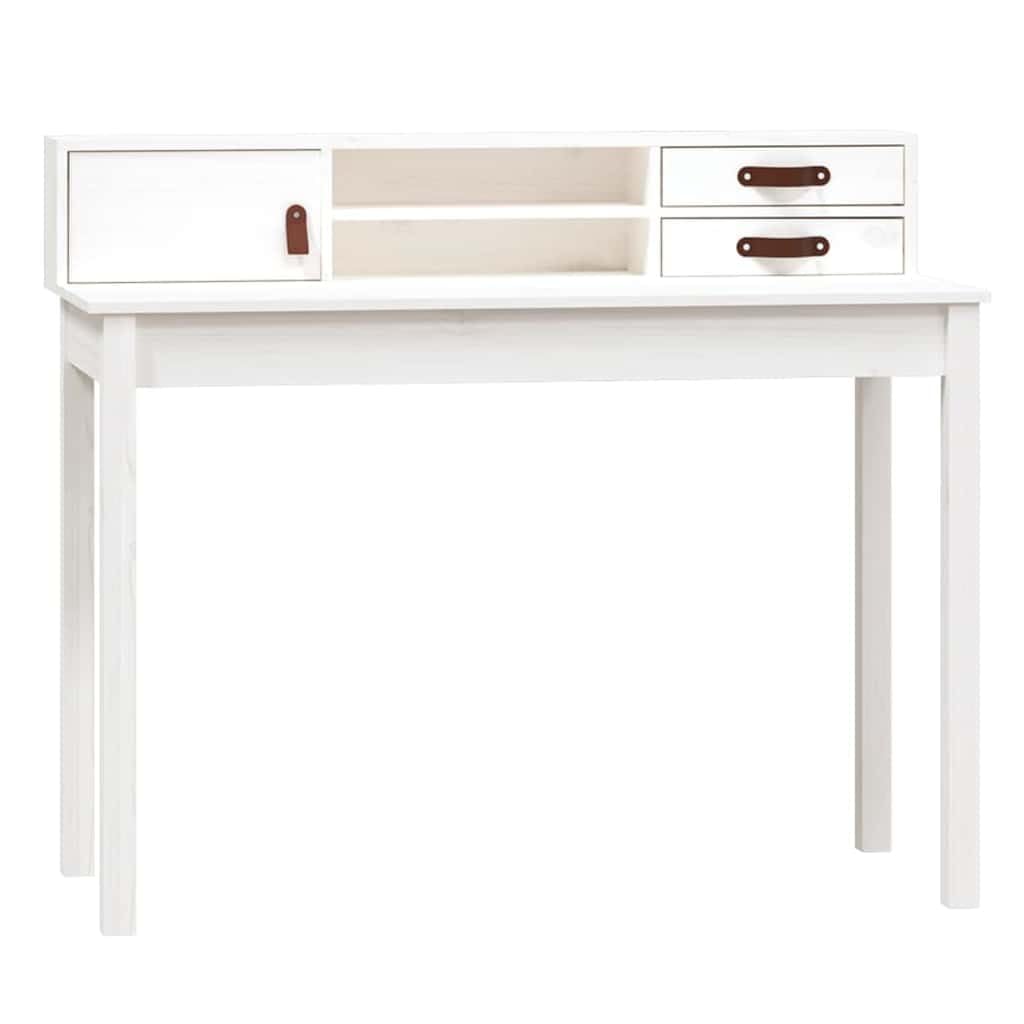Biurko 110x50x93 cm lite drewno sosnowe białe