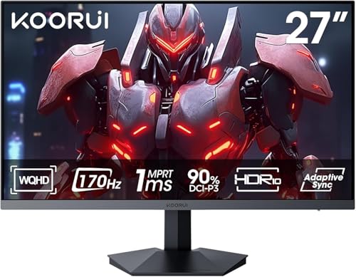 KOORUI 27 inch 1440P WQHD Gaming Monitor,Up to 170Hz Refresh Rate,2560 x 1440 VA Display,1ms (MPRT)...