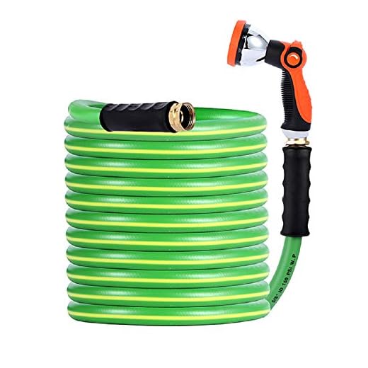 HQMPC Garden Hose Garden Water Hose 50 ft Non Kinking Heavy Water Hose with Brass Hose Fittings (5/8"IDx50'(50 FEET) With 1 Pcs 10 Patterns Hose Nozzle Spray Nozzle