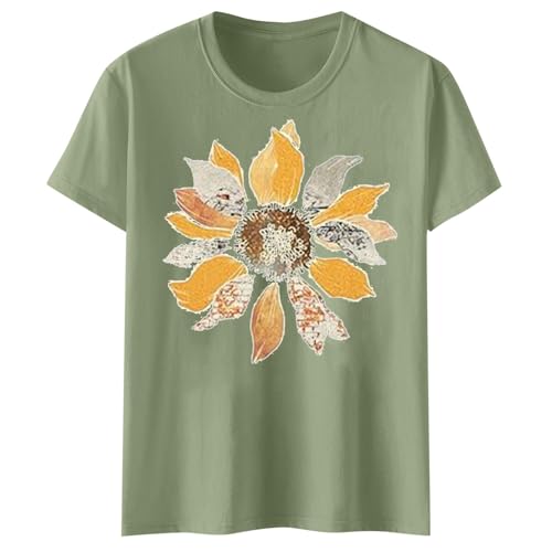 Womens Dandelion Graphic T Shirts Teen Girls Cute Sunflower Trendy Clothes Casual Tee Tops Ladies t Shirts Size 14 (Light Green, M)