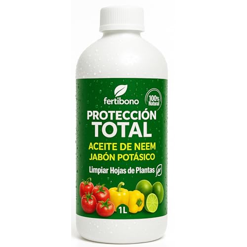 FERTIBONO PROTECCION TOTAL Jabón Potásico y Aceite de Neem – Cuidado Natural 100% para Plantas | 1L | Fortalece, Limpia y Equilibra | Ideal para Huertos y Jardines Ecológicos