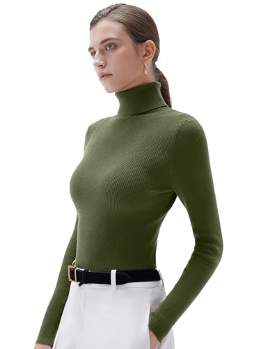 SUUKSESS Women Turtleneck Cashmere Blend Sweater Long Sleeve