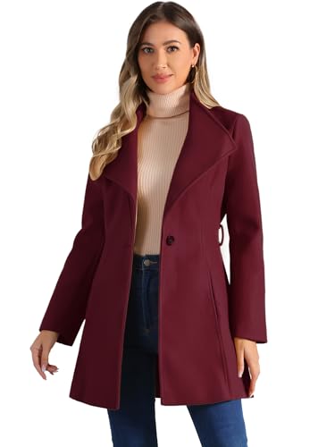 Image of Allegra K Women's Winter Elegant Stand Collar Overcoat Long Belted Pea Coat