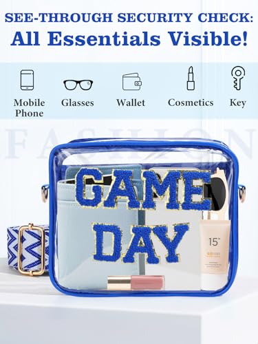 Clear Bag for Stadium Events - GAME DAY Pattern 9" x 7" x 2.5" PVC Clear Crossbody Bags with Adjustable Strap for Women Men2