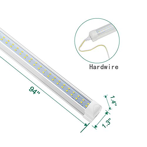 Shopled 8Ft Led Shop Lights Fixture - 72W 9360Lm 6000K Cool White, Flat Dual Row T8 Led Tube Lights, 8 Foot Led Shop Lights For Garage, Warehouse, 4 Pack #TOP1