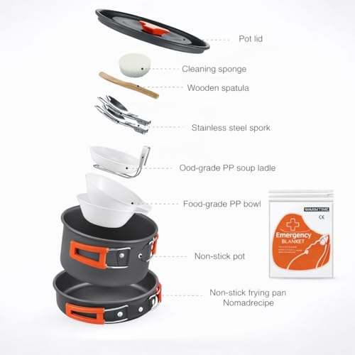 image for Generic 12 PCS Lightweight Camping Cookware Set – Non-Stick Pots, Pa