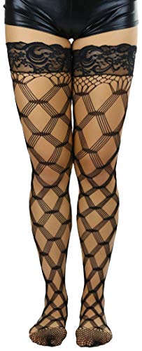 Image of ToBeInStyle Women's Multi-Strand Large Diamond Fence Net Thigh High Stockings