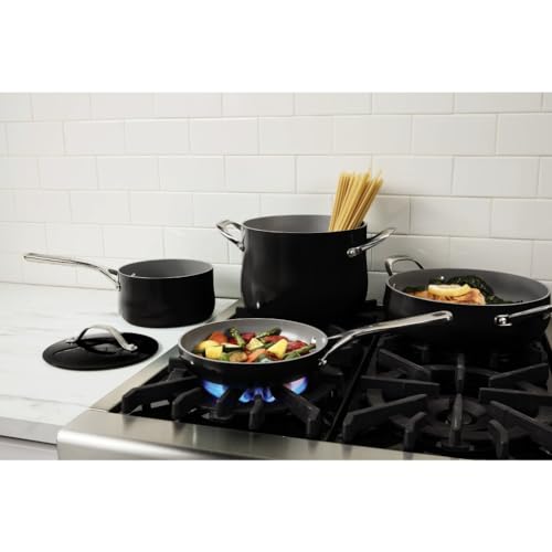 Cuisinart Ceramic Cookware Set, Nonstick 12-Piece Pots and Pans Set for Even Heat Cooking, Dishwasher Safe, Stainless Steel Handles & Easy Cleanup, Black, 34C-12BK - image 2