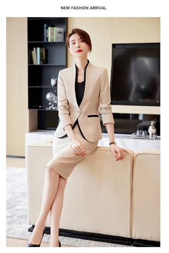 Women's 2 Piece Suit Skirt Set Business Casual OL Work Formal Blazer and Pencil Skirt3