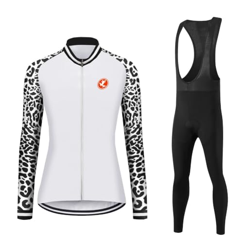 UGLY FROG Adulte Ensemble Maillot Pantalon Cyclisme Manches Longues Respirant 3D Gel Rembourée Séchage Rapide Tenus pour Vélo VTT Femme Hiver Fleece Wear...