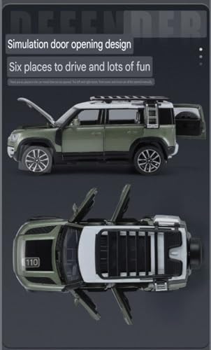 Image of Land Rover Defender 1:32 Model Car with Box, Zinc Alloy Pull Back Toy car with Sound and Light for Kids Boy Girl Gift [Colors as Per Stock] (Land Rover Defender 1:32)