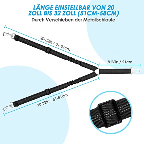 SlowTon Anschnallgurt Hund - 2 in 1 Verhedderungsfreier, Langlebiger Elastischer Hundegurt für Auto & Ausgehen, Verstellbarer Reflektierender Sicherheitsgurt