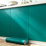 FunStick Carta da Parati Blu Verde Acqua Pellicola Adesiva Piano Scrivania Impermeabile Verde Petrolio Adesiva Cucina Armadio Rivestimento Parete Bagno 30CM×5M