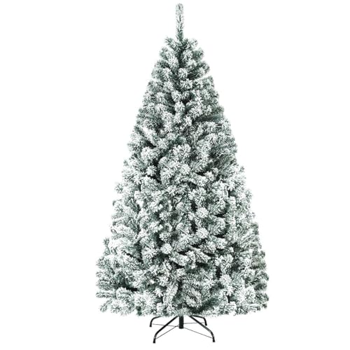 FANTASK Árbol de Navidad Artificial con Nieve, árbol de Navidad Artificial con Agujas de PVC, articulaciones de Metal y Soporte Plegable, para casa, Oficina, Tiendas y hoteles (180 cm)