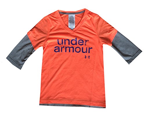 Under Armour Youth Girls 3/4 Sleeve V-Neck T-Shirt (M, Citrus blast)