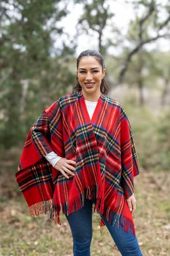 Briomhar Tartan Shawl Wrap for Women - Lambswool Warm Poncho Sweater Cape2