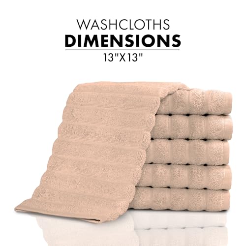 Classic Turkish Towels CTT Luxurious 100% Turkish Cotton Washcloths 6 Pack, Highly Absorbent & Quick Dry, Face Towels Wash Cloths for Hotel, Spa & Gym | 13"x13" (Almond Beige) - Thumbnail 5