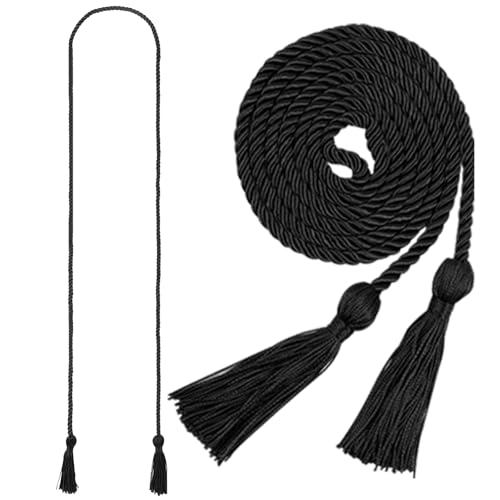 Image of Graduation Honor Cord 68 inch Grad Braided Honor Cords with Tassel Honor Rope Grad Cords for Graduation Students Bachelor Master Doctoral Gown Grad Decor (Black)