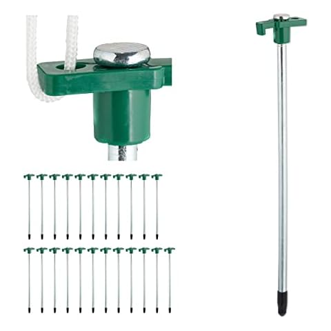 Relaxdays 24-Piece Stainless Steel Tent Pegs Set Cover