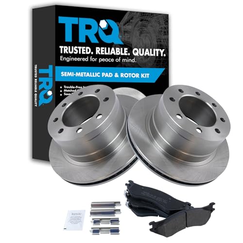 Image of TRQ Rear Brake Pad & Rotor Kit Semi-Metallic Compatible with 2006-2008 Dodge Ram 1500 2003-2008 Ram 2500, 3500