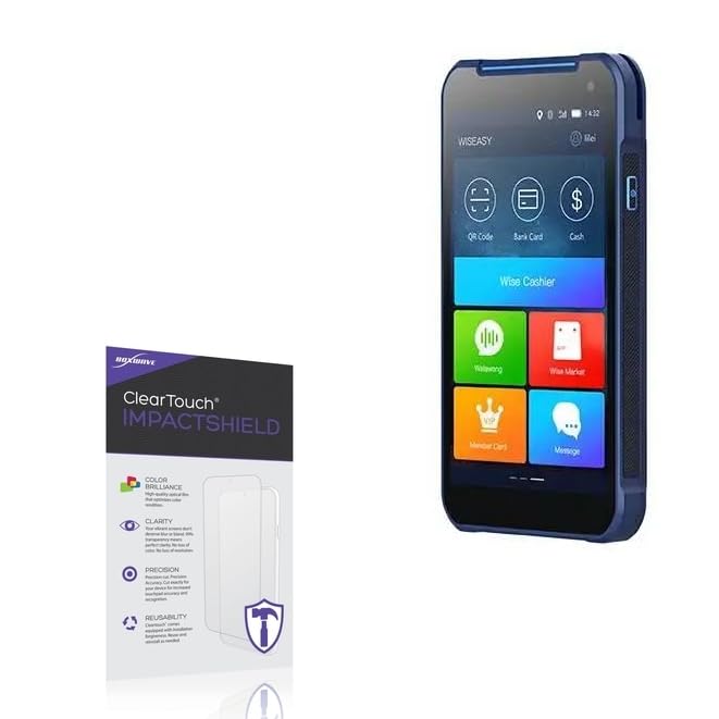 BoxWave Screen Protector Compatible with Wiseasy P5L POS - ClearTouch ImpactShield (2-Pack), Impenetrable Screen Protector Flexible Film