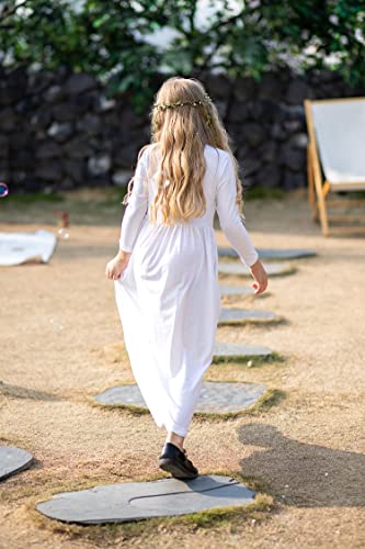 Arshiner Girls Maxi Dress Long Sleeve Long Dress Size 8 White Maxi Dress With Pockets #TOP2