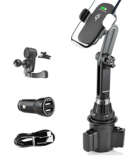 Full Kit 15W Wireless Fast Charger Car Cup Holder Phone Holder & Car Air Vent Holder, Tecotec Universal Cell Phone Holder Car-Wireless-Charger-Cup-Phone-Holder For Iphone & Samsung & More #TOP1