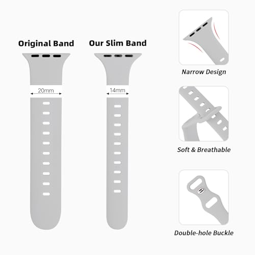 Image of Thin Silicone Band Compatible with Apple Watch 41mm 38mm 40mm 46mm 45mm 42mm 44mm, Slim Narrow Replacement Sport Strap Wristband for iWatch Series 11 10 9 8 7 6 5 4 SE Ultra 3 2 1 Women Men