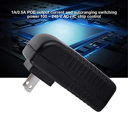 PoE Injector Adapter with 48V 0.5A Passive POE Supply Injector Ethernet Adapter with Plug Suitable for IP Voip Phones, Cameras, and More(US)
