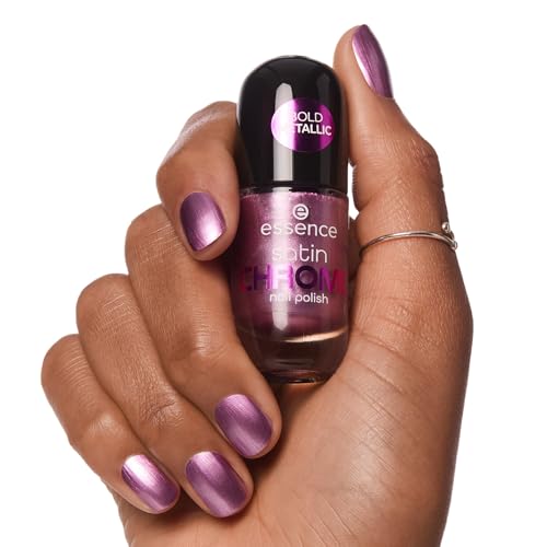 Essence Cosmetics Satin Chrome Nail Polish Vernis à Ongles, Couvrant, Résultat Rapide, Hautement Pigmenté, Métallique 8 ml (Lot de 2)
