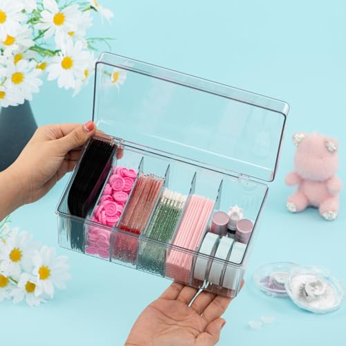 POCMKO Lash Extension Organizers and Storage, Lash Extension Supplies Organizer, Lash Cart Organizer, Acrylic Large Capacity Eyelash Extension Supplies Storage Box, Lashes Supplies Container