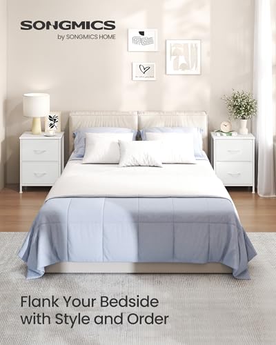 Songmics Bedside Table With 2 Non-Woven Fabric Drawers, Steel, Mdf, For Bedroom, Side Table, Cloud White And Snow White LGS312WH01 - 3