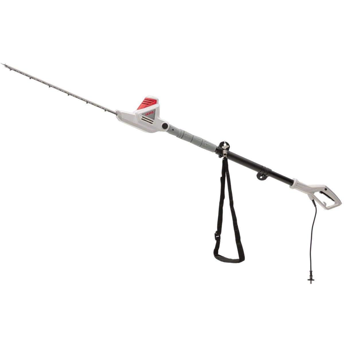 Tamaño seto telescópico con cable, 600 W, hoja de corte 59 cm, corte 51 cm, tamaño seto sobre palo ajustable, 1,95 – 2,40 m IKRA