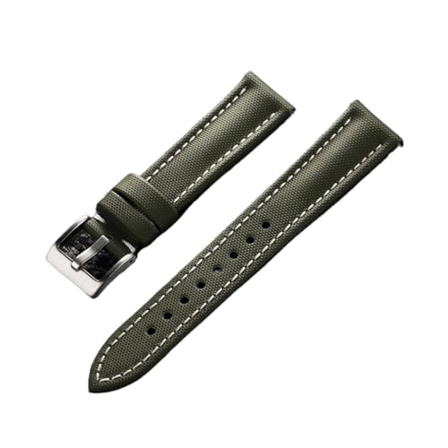 HMFang �h���Z�C���N���X�E�H�b�`�o���h �i�C�����L�����o�X�X�g���b�v 18/19/20/21/22mm(Green-White,22MM_WITH ROSEGOLD BUCKLE)