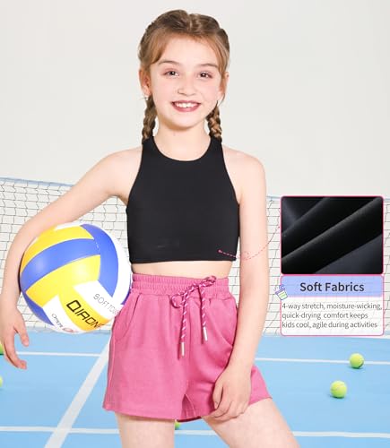 Girls Training Bra Scoop Neck Sports Bra for Teens Kids Strappy Back Dance Yoga Crop Tops2