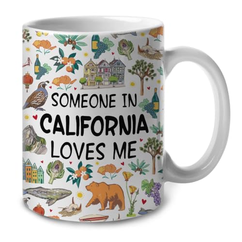 Lotacy Someone In California Loves Me Coffee Tea Cup Mug 11oz, Long Distance Relationship Boyfriend Girlfriend Gift, Moving Away Going Away Friendship Gift