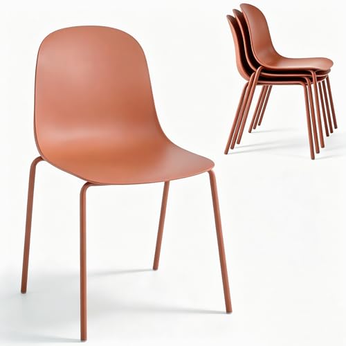 Xdeco Plastic Stackable Dining Chairs Set of 4 (Terracotta)